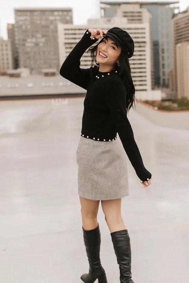 Kasey Wool Blend Skirt Grey Women Bohme Skirts