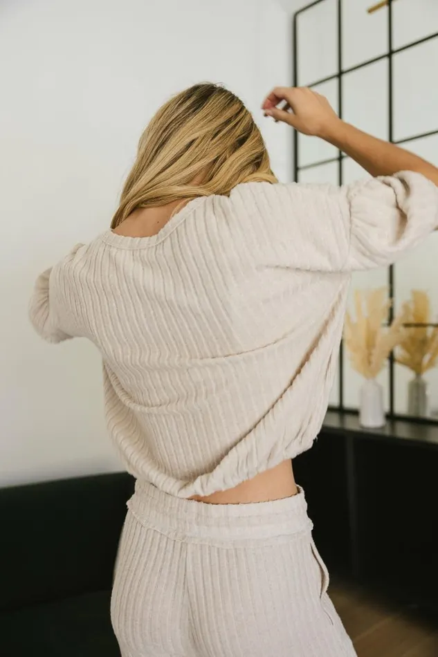 Keiko Ribbed Top In Cream Cream Women Bohme Sets