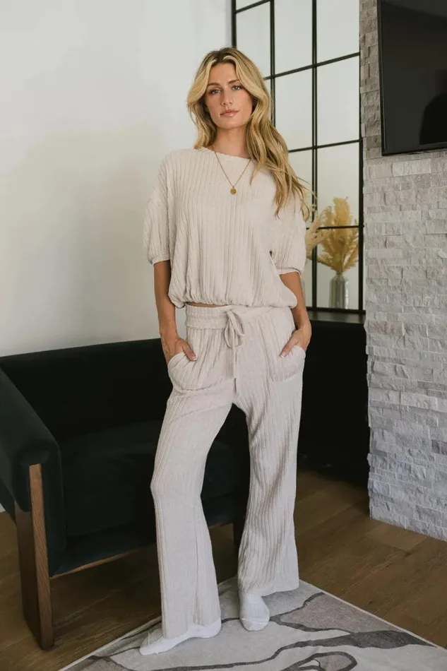 Keiko Ribbed Top In Cream Cream Women Bohme Sets