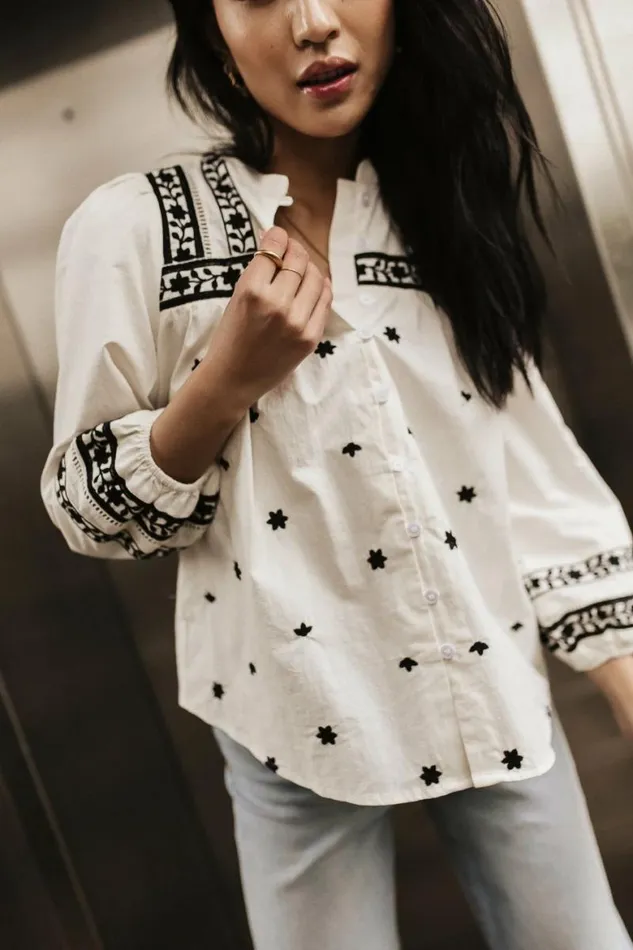 Kelsey Embroidered Blouse Cream Women Bohme Tops