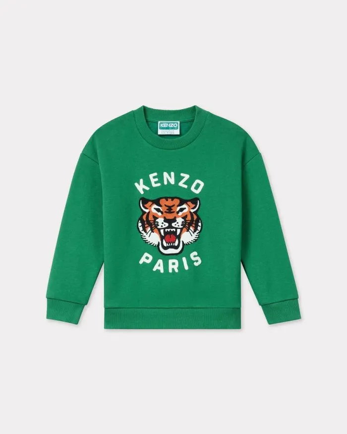 Kids 039Festive039 Embroidered Sweatshirt Bottle Green Kenzo Tshirts And Sweatshirts