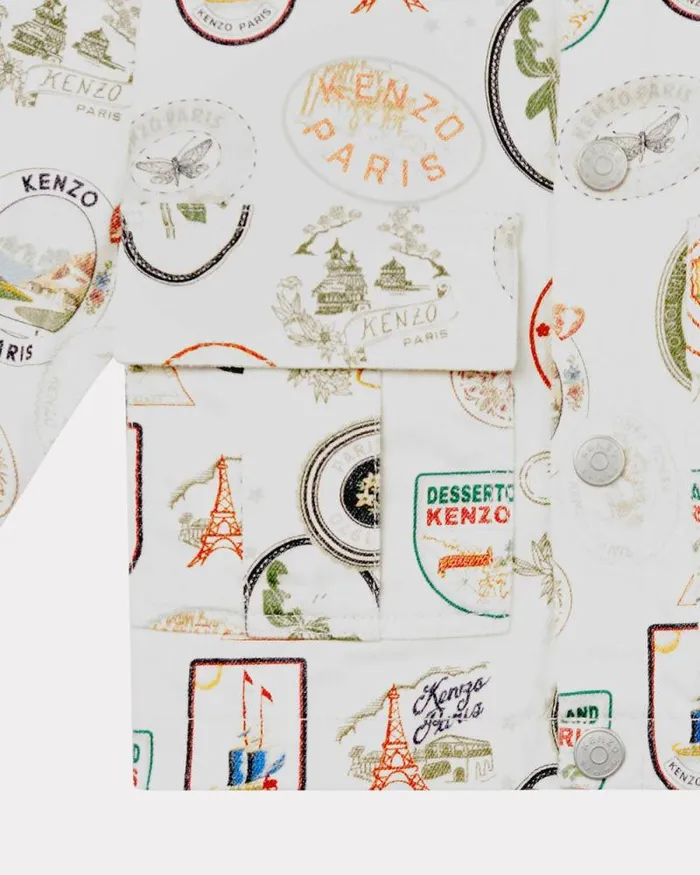 Kids 039KENZO Tour039 Printed Cotton Jacket Off White Kenzo Jackets And Coats