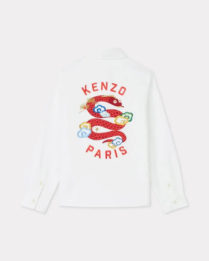 Kids 039Lunar New Year039 Embroidered Shirt In Cotton Off White Kenzo Tshirts And Sweatshirts