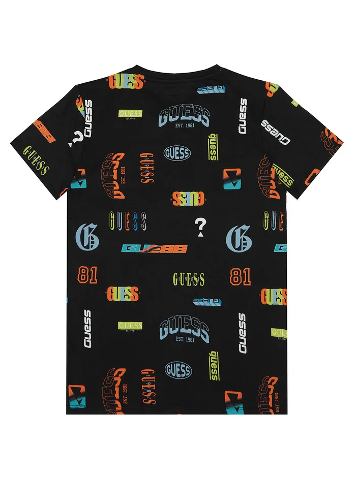 Kids Big Boy GUESS Black Logo Print Active Tshirt 716 Kids Big Boy GUESS Black Logo Print Active Tshirt 716