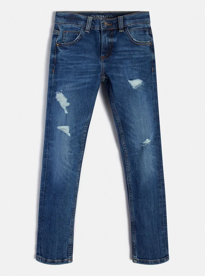 Kids Big Boy GUESS Eco Deep Indigo Denim Skinny Pants 716