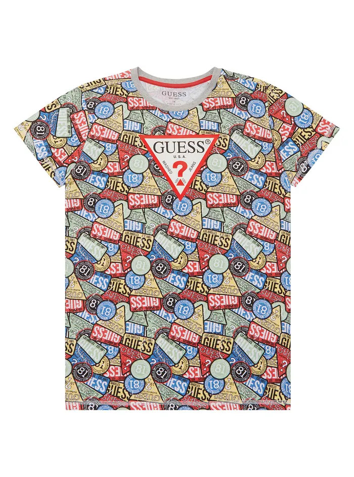 Kids Big Boy GUESS Patches Print Logo Tshirt 716