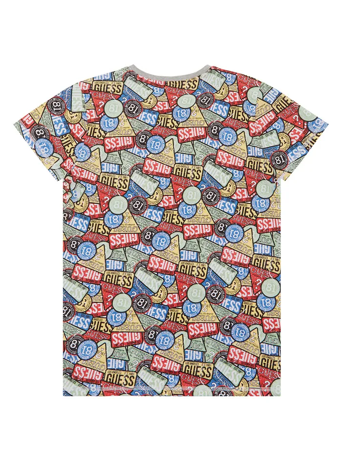 Kids Big Boy GUESS Patches Print Logo Tshirt 716 Kids Big Boy GUESS Patches Print Logo Tshirt 716