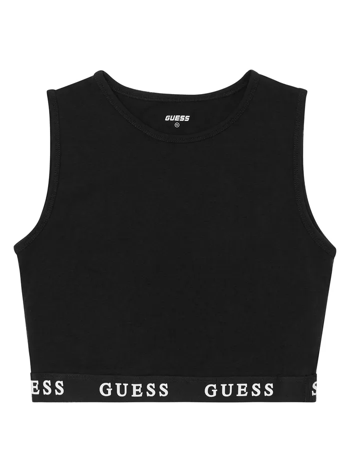 Kids Big Girl GUESS Black Logo Active Top 816