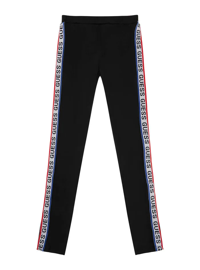 Kids Big Girl GUESS Black Logo Leggings 716