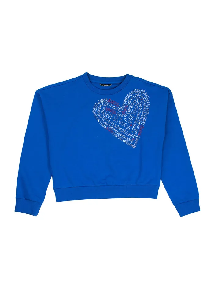 Kids Big Girl GUESS Blue Heart Logo Active Jumper 716