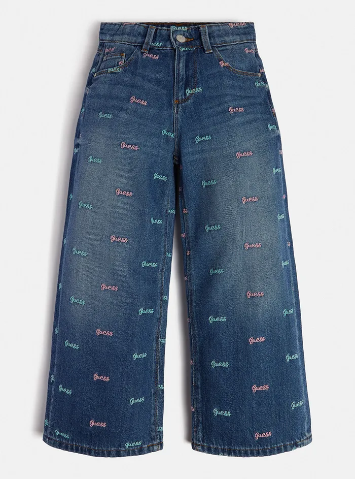 Kids Big Girl GUESS Pastel Colours Wash Denim Culotte Pants 716