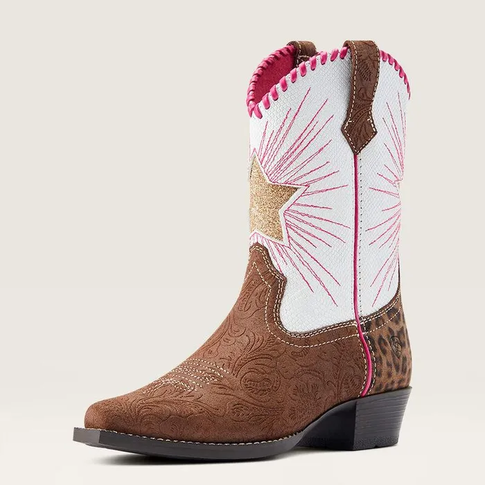 Kids Big Kids039 Footwear Ariat Heritage Star Western Boot Brown Floral Embosspearl Snake