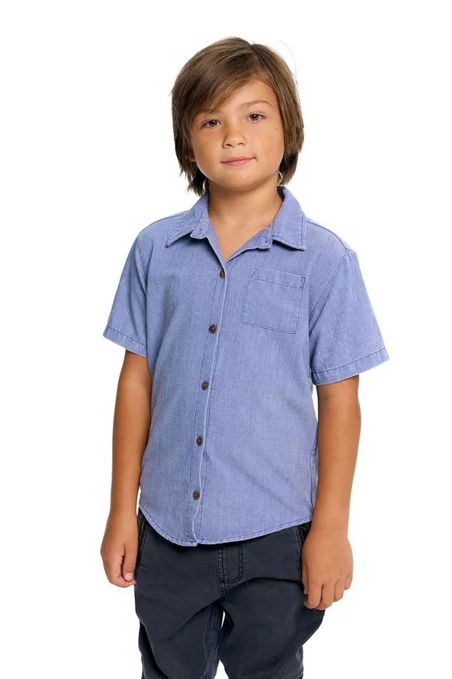 Kids Boys Chaser Brand Boys Heirloom Wovens Short Sleeve Button Down Shirt