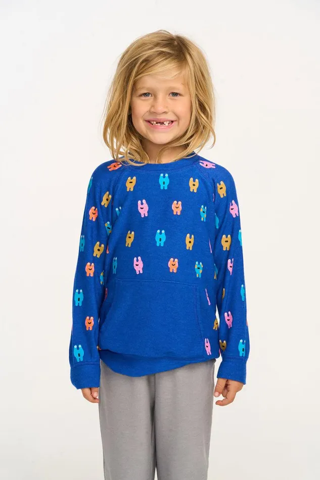 Kids Boys Chaser Brand Funny Monsters Kanga Pocket Pullover
