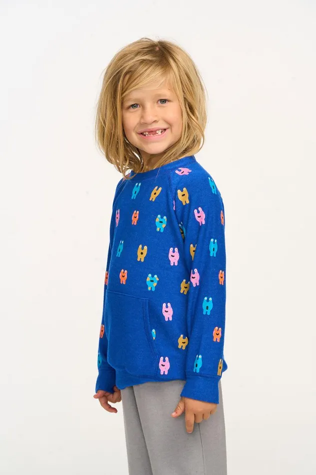 Kids Boys Chaser Brand Funny Monsters Kanga Pocket Pullover