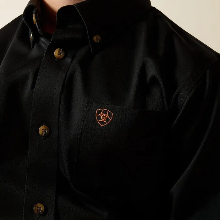 Kids Button Down Shirts Ariat Solid Twill Classic Fit Shirt Black