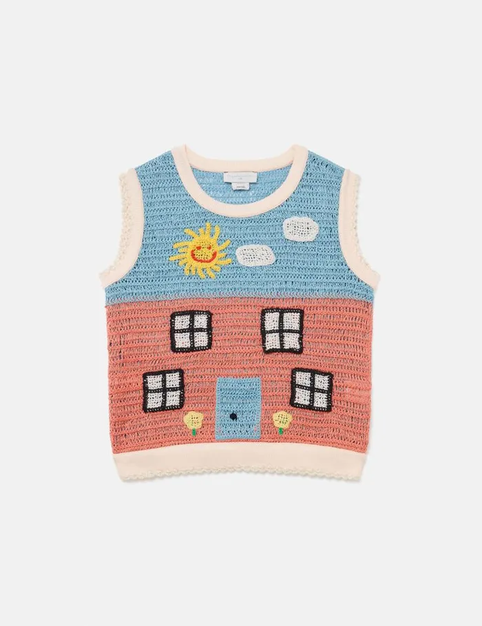 Kids Farmyard Appliqu Knitted Sweater Vest Multicolour Stella McCartney Sweaters and Cardigans