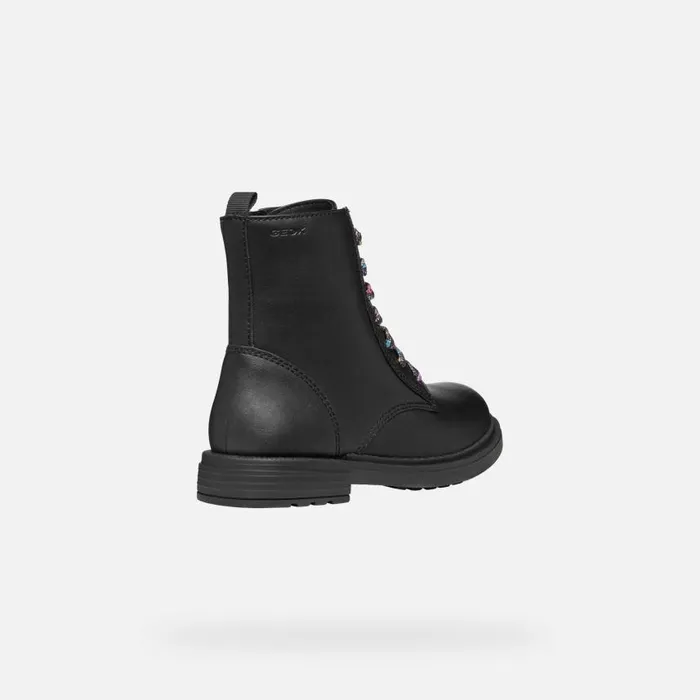 Kids Geox Ankle Boots ECLAIR GIRL BlackMulticolor Combat Boots Blackmulticolor