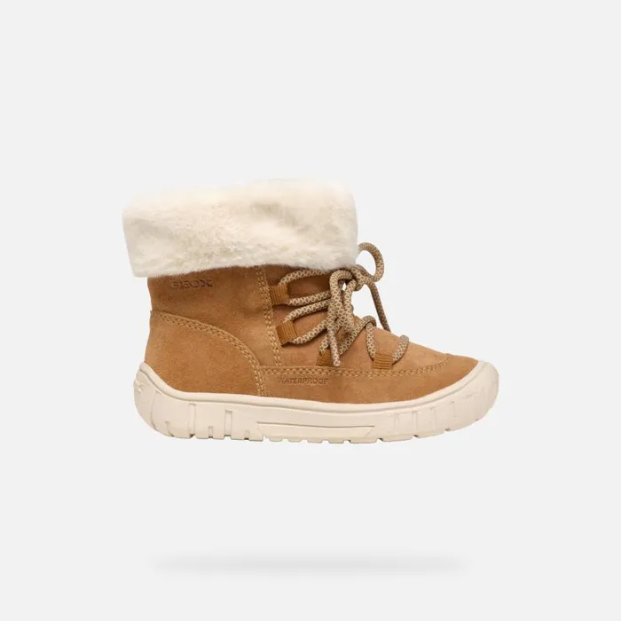Kids Geox Ankle Boots OMAR TODDLER GIRL Whisky Mid Calf Boots Whisky