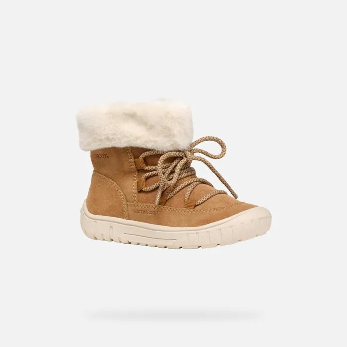 Kids Geox Ankle Boots OMAR TODDLER GIRL Whisky Mid Calf Boots Whisky