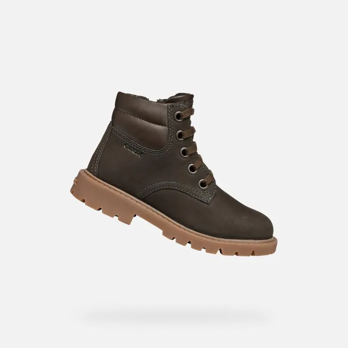 Kids Geox Boots SHAYLAX BOY Coffee Mid Calf Boots Coffee