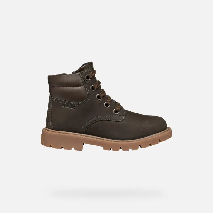 Kids Geox Boots SHAYLAX BOY Coffee Mid Calf Boots Coffee