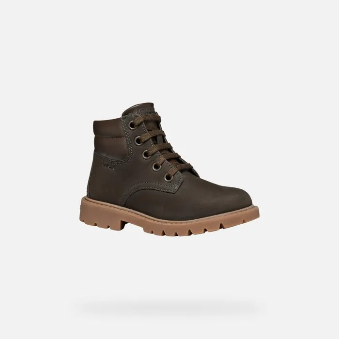 Kids Geox Boots SHAYLAX BOY Coffee Mid Calf Boots Coffee