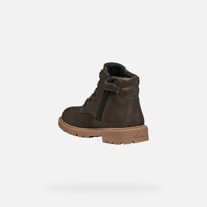 Kids Geox Boots SHAYLAX BOY Coffee Mid Calf Boots Coffee