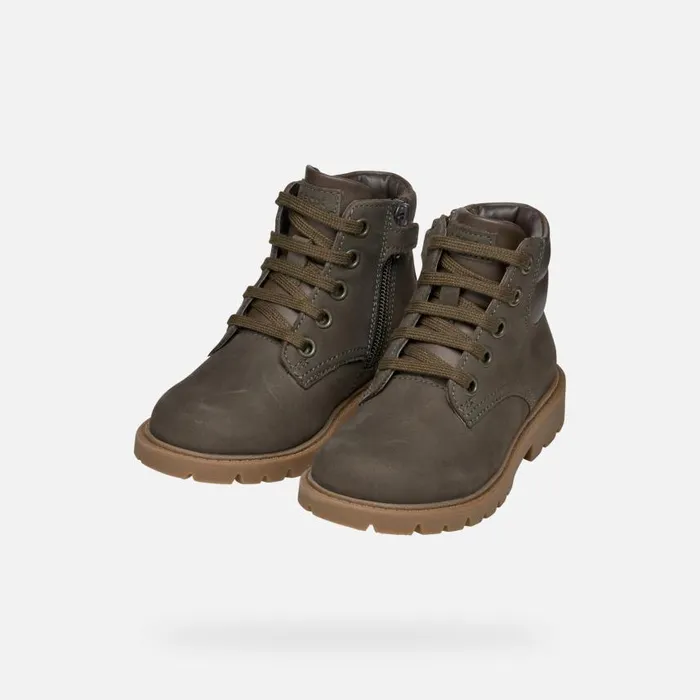Kids Geox Boots SHAYLAX BOY Coffee Mid Calf Boots Coffee