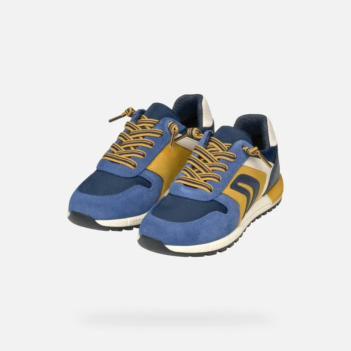Kids Geox Sneakers ALBEN BOY JeansYellow Low Top Sneakers Jeansyellow