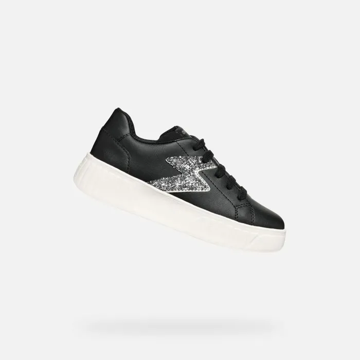 Kids Geox Sneakers MIKIROSHI GIRL BlackDark Silver Low Top Sneakers Blackdark Silver