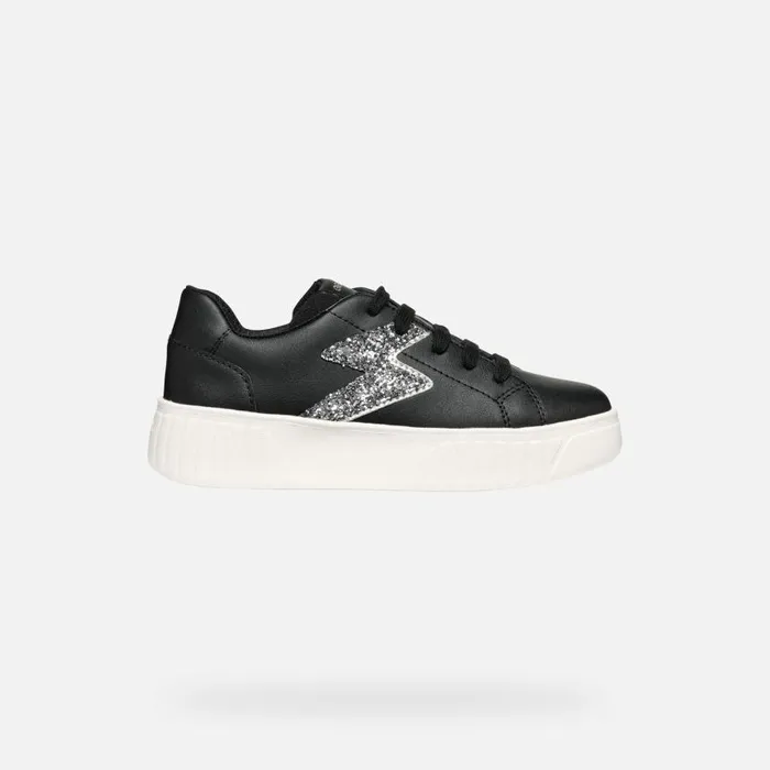 Kids Geox Sneakers MIKIROSHI GIRL BlackDark Silver Low Top Sneakers Blackdark Silver