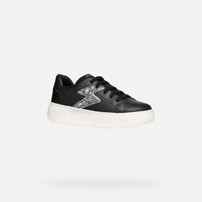 Kids Geox Sneakers MIKIROSHI GIRL BlackDark Silver Low Top Sneakers Blackdark Silver