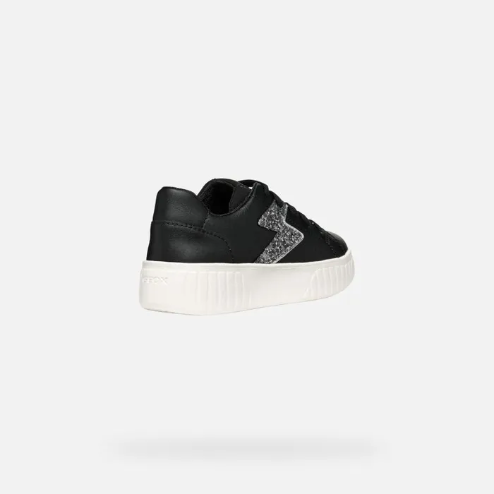 Kids Geox Sneakers MIKIROSHI GIRL BlackDark Silver Low Top Sneakers Blackdark Silver