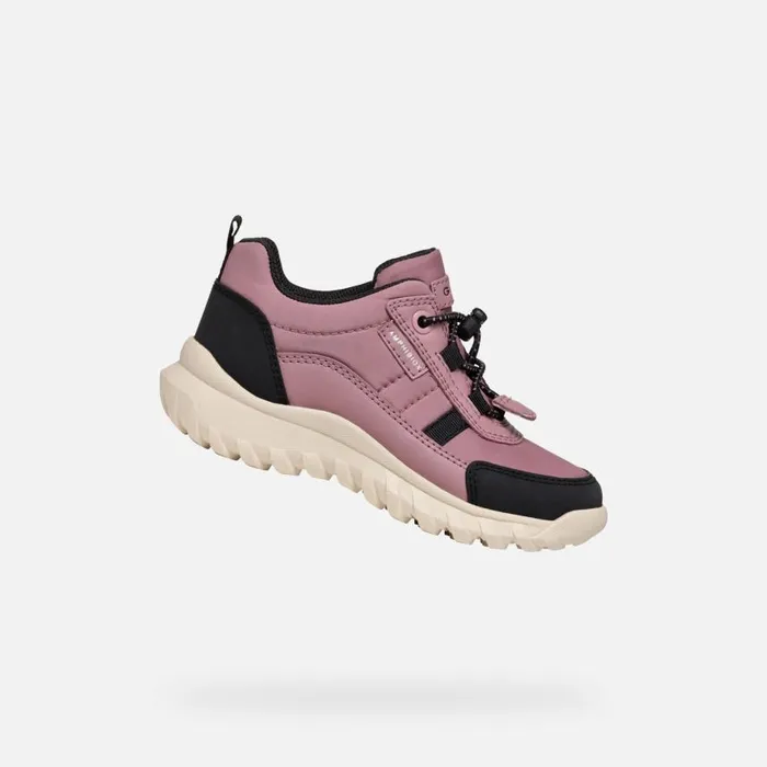 Kids Geox Sneakers SIMBYOS ABX JUNIOR Dark RoseBlack Waterproof Trainers Dark Roseblack