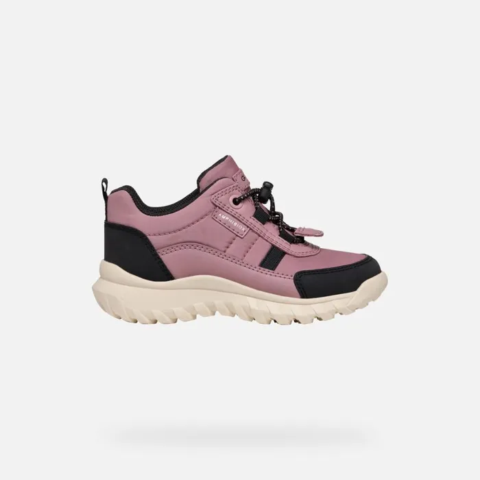 Kids Geox Sneakers SIMBYOS ABX JUNIOR Dark RoseBlack Waterproof Trainers Dark Roseblack