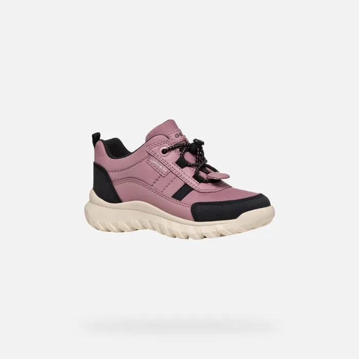Kids Geox Sneakers SIMBYOS ABX JUNIOR Dark RoseBlack Waterproof Trainers Dark Roseblack