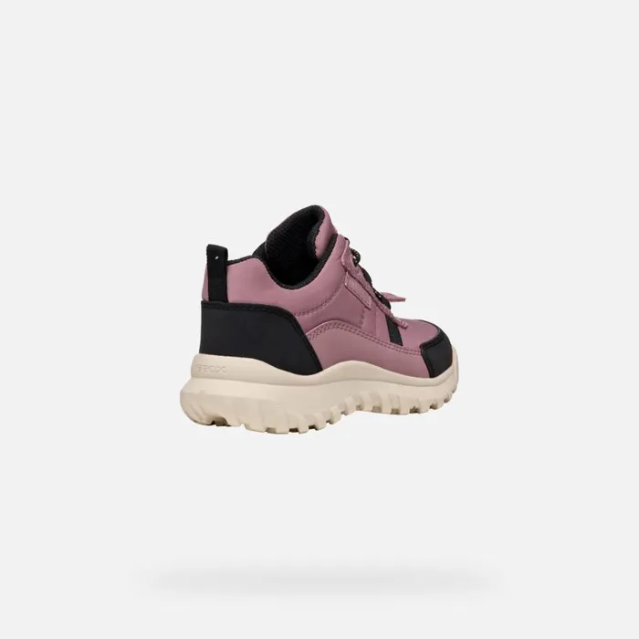 Kids Geox Sneakers SIMBYOS ABX JUNIOR Dark RoseBlack Waterproof Trainers Dark Roseblack