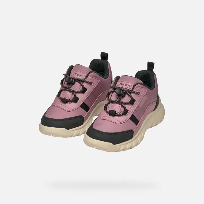 Kids Geox Sneakers SIMBYOS ABX JUNIOR Dark RoseBlack Waterproof Trainers Dark Roseblack