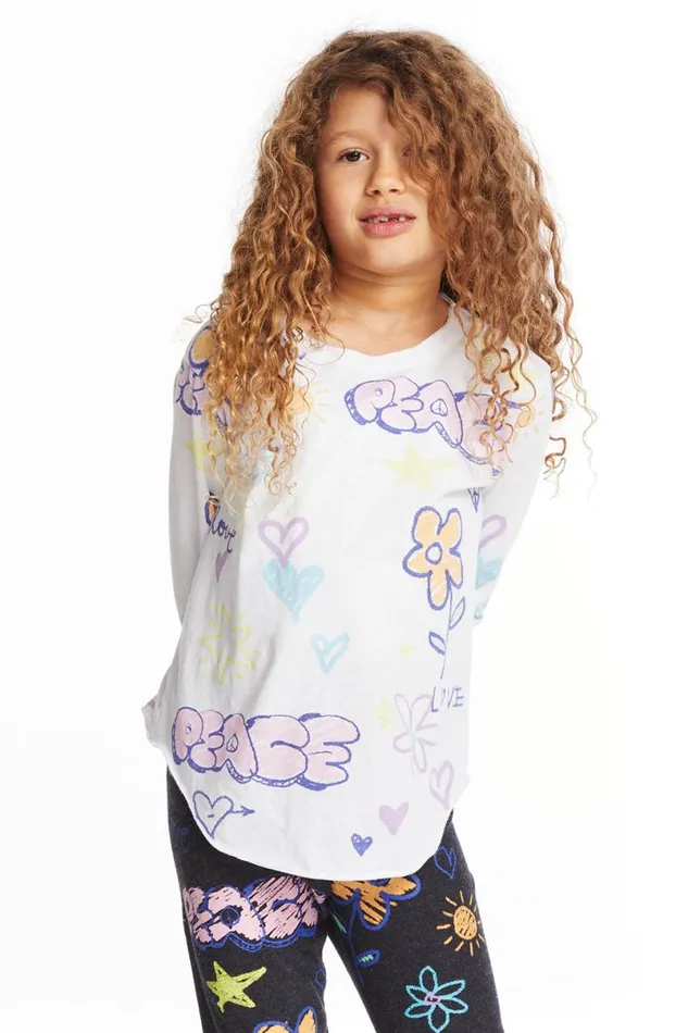 Kids Girls Chaser Brand Peace and Love Girls Long Sleeve