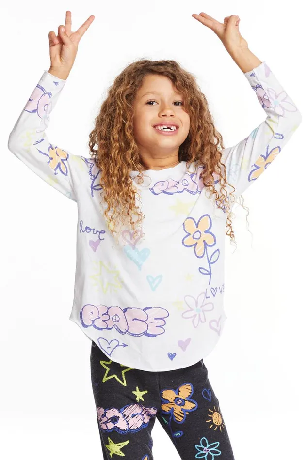 Kids Girls Chaser Brand Peace and Love Girls Long Sleeve