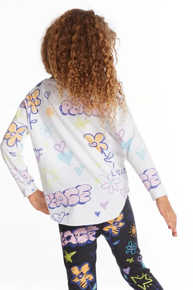 Kids Girls Chaser Brand Peace and Love Girls Long Sleeve
