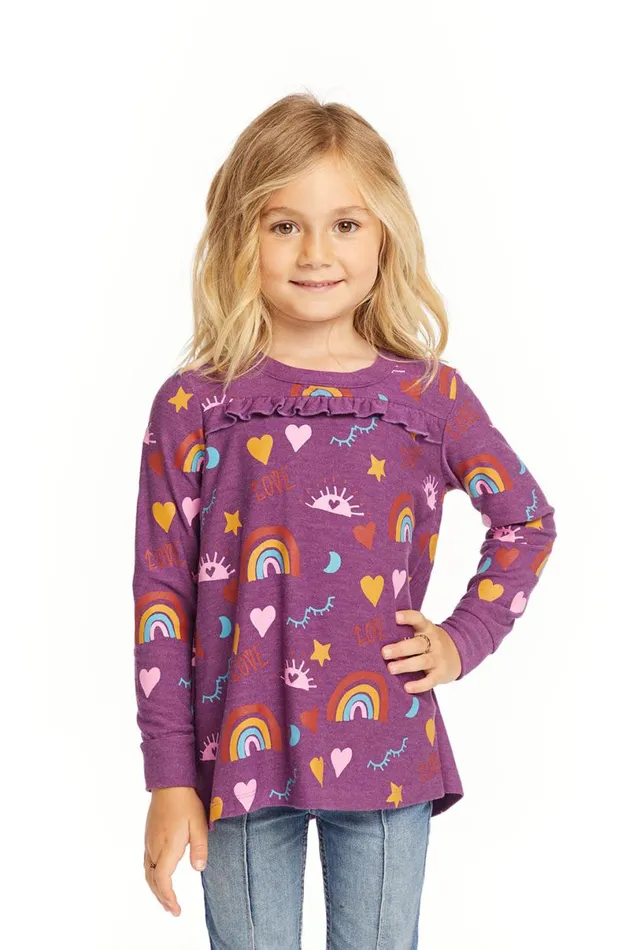 Kids Girls Chaser Brand Rainbow Love Long Sleeve
