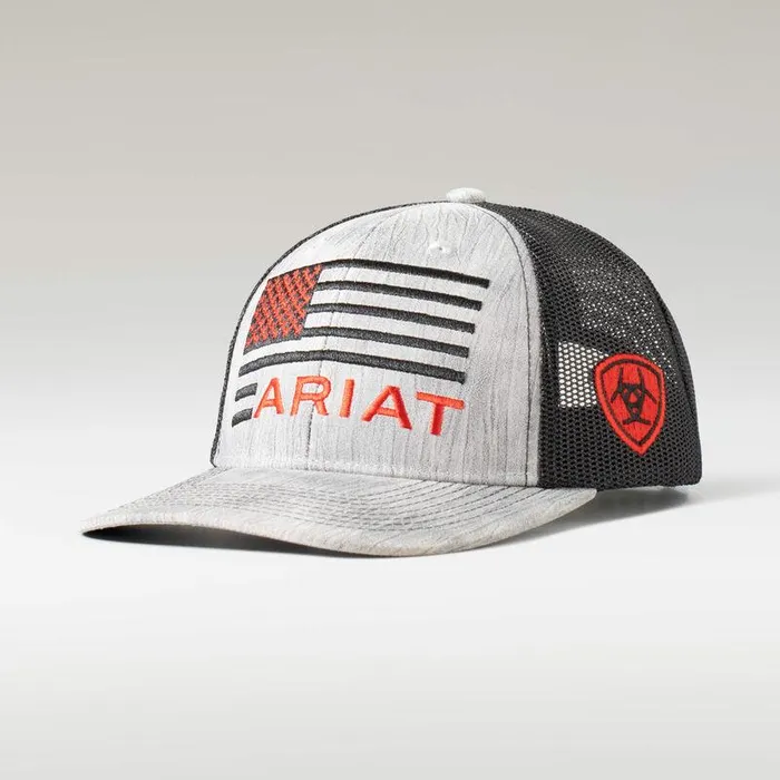 Kids Hats and Caps Ariat Embossed Flag Cap Grey