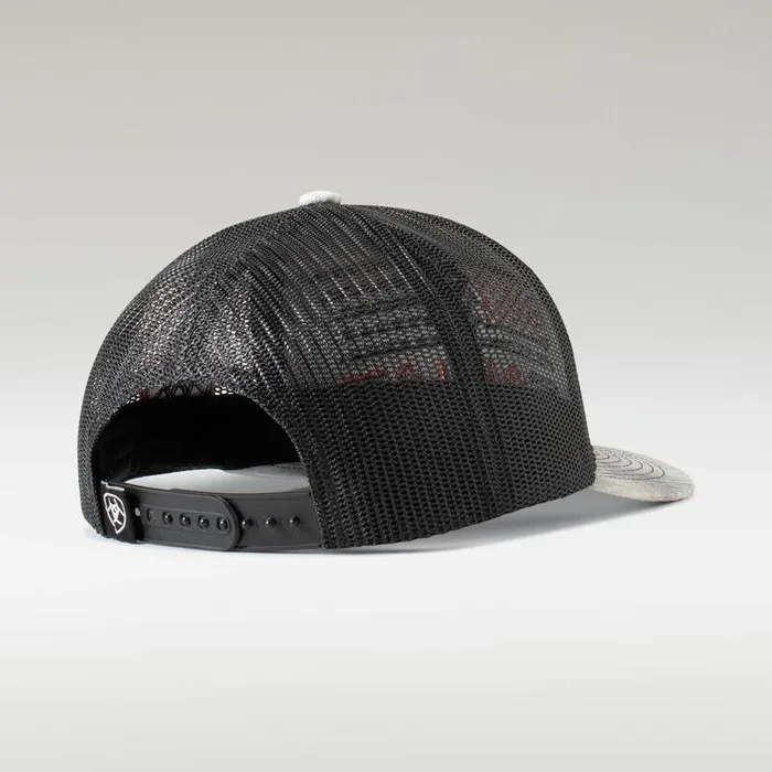 Kids Hats and Caps Ariat Embossed Flag Cap Grey Kids Hats and Caps Ariat Embossed Flag Cap Grey
