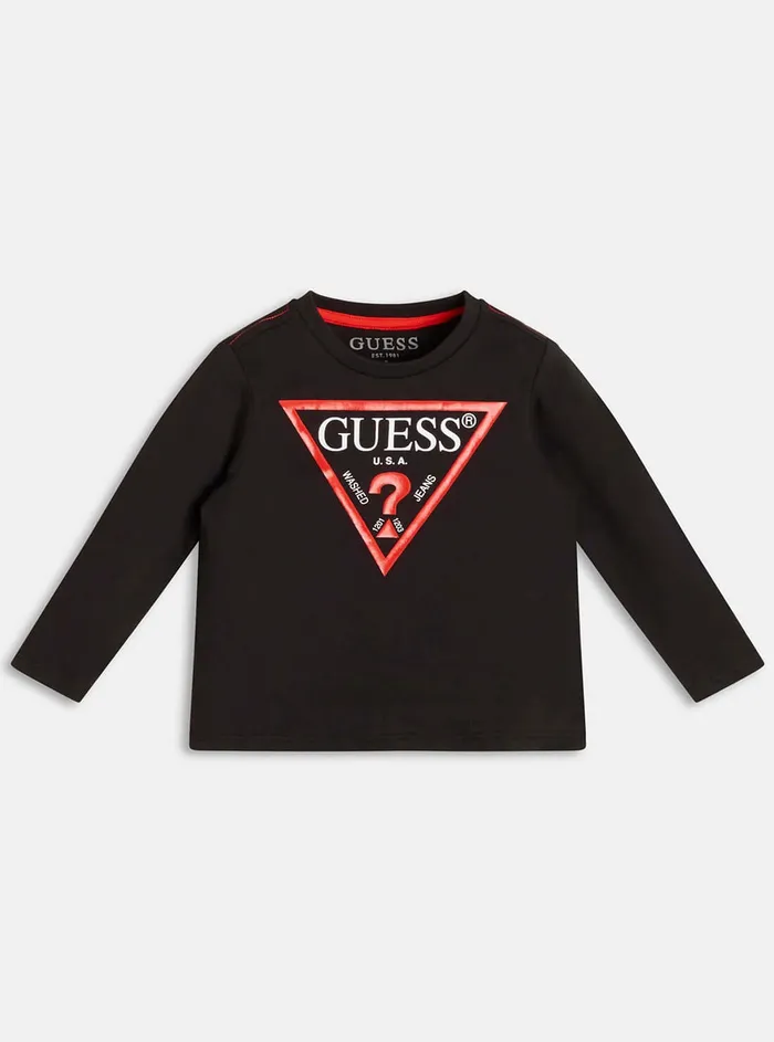 Kids Little Boy GUESS Eco Black Triangle Logo Tshirt 27