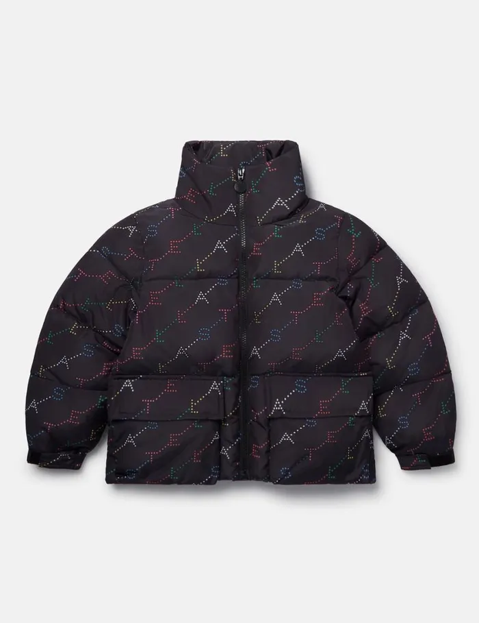 Kids Logo Pattern Puffer Coat Black Stella McCartney Outerwear
