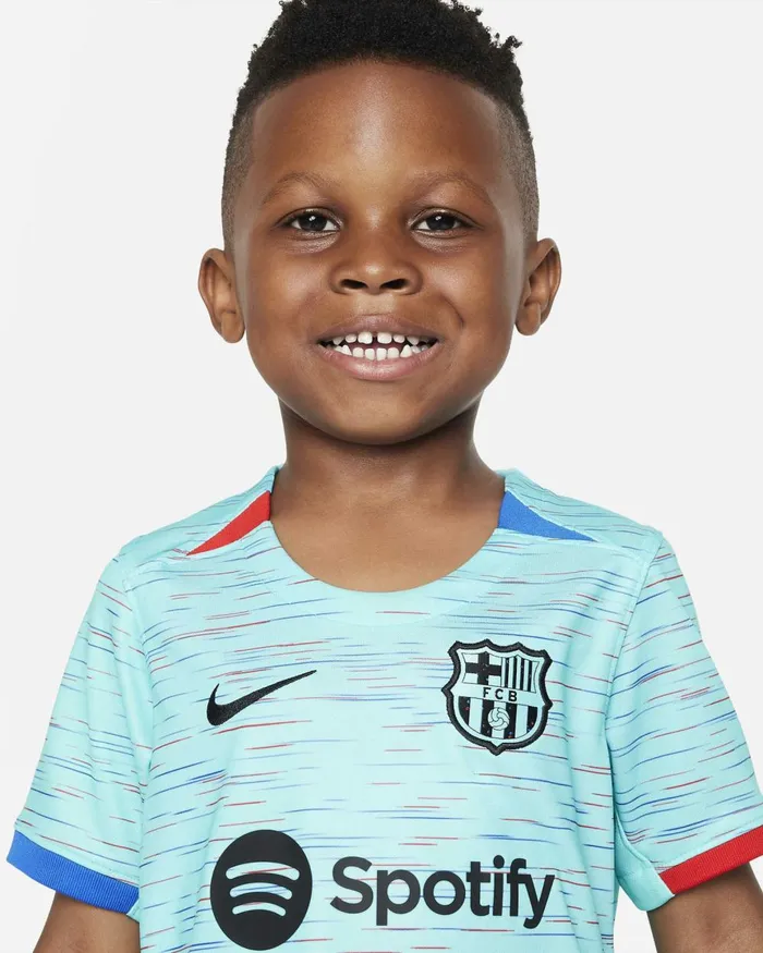Kids Nike All Clothing FC Barcelona 202324 Third Light Aquaroyal Blueuniversity Redblack