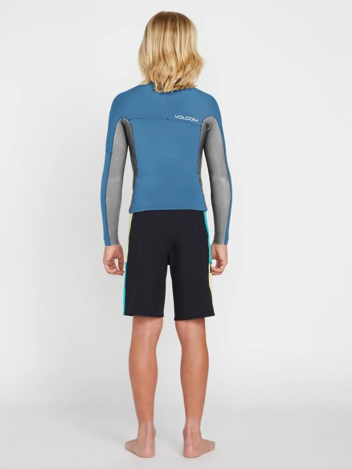 Kids Rashguards Volcom Big Boys Modulator 2mm Long Sleeve Wetsuit Jacket 8211 Cruzer Blue