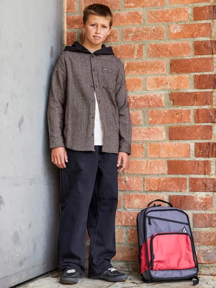 Kids Shirts and Flannels Volcom Big Boys Archbold Hooded Flannel 8211 Black